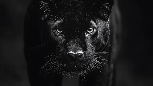 Black Panther Portrait with Luminous Eyes
