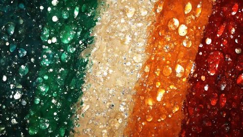 Macro study of tricolour wet surface with dense droplets.