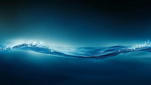 Single blue water wave crest crosses a dark gradient background