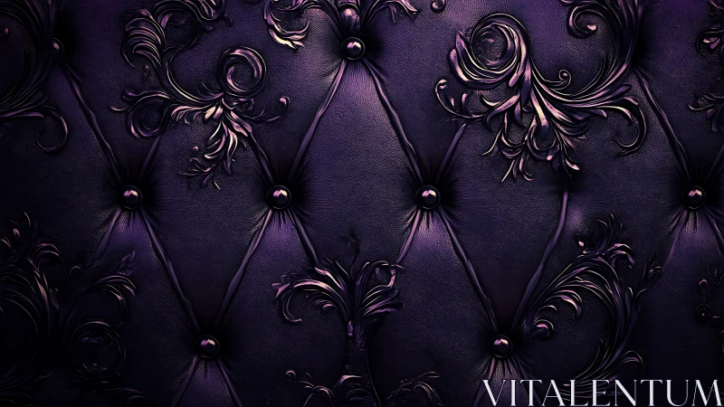 Baroque tufted leather wall glows with iridescent violet