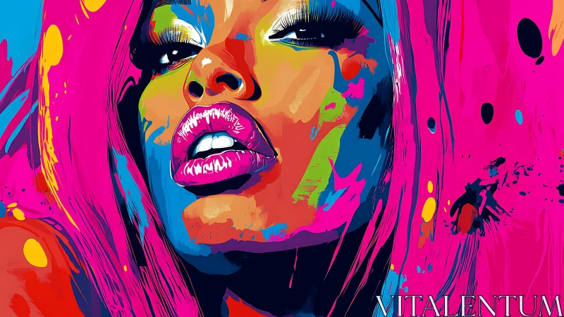 Electric neon portrait saturates close-up female face