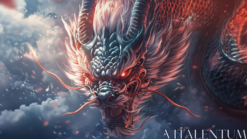 Mythic dragon head rendered in dynamic cinematic digital lighting