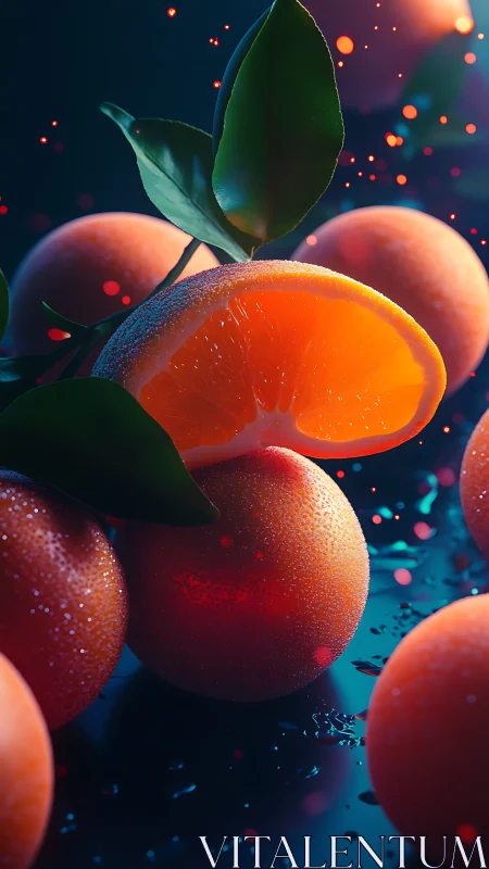 Citrus constellations glow while one radiant slice takes stage