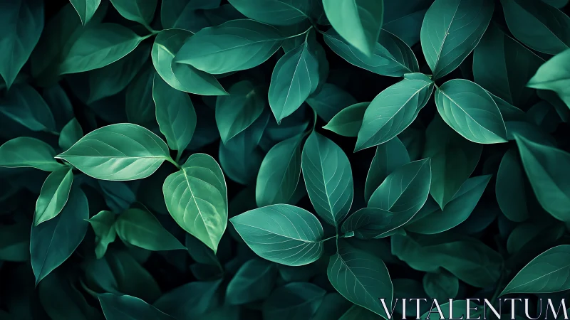 Digital botanical foliage study with layered leaf structure.