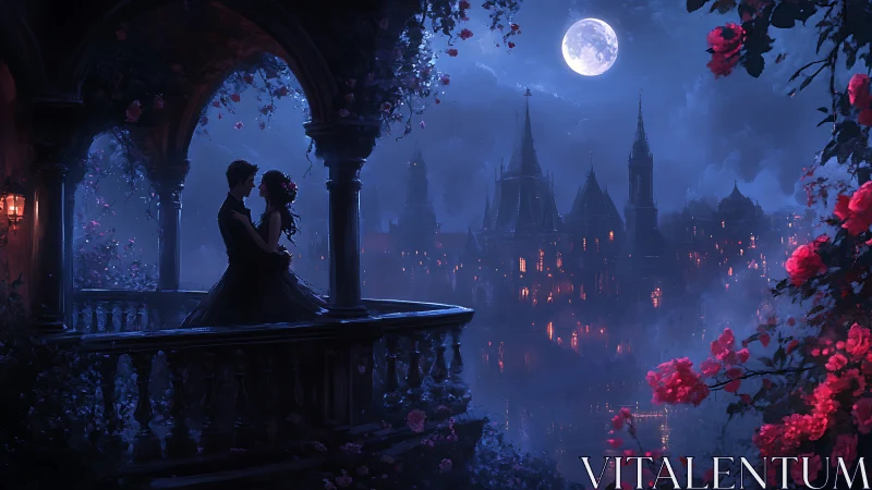 Moonlit Romance Over Enchanted Castle City