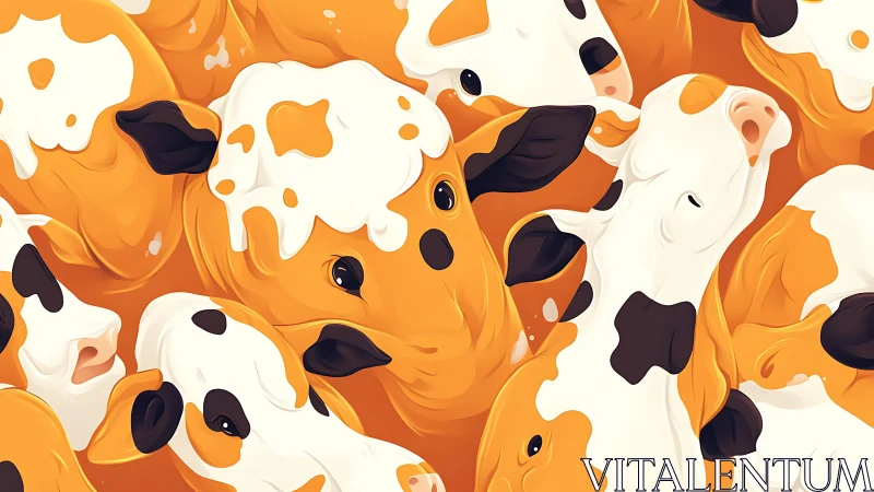 Orange and white cow heads form dense repeating pattern