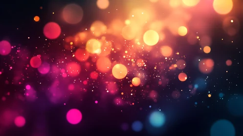 Vibrant Abstract Bokeh Lights in Warm and Cool Tones Digital Art.
