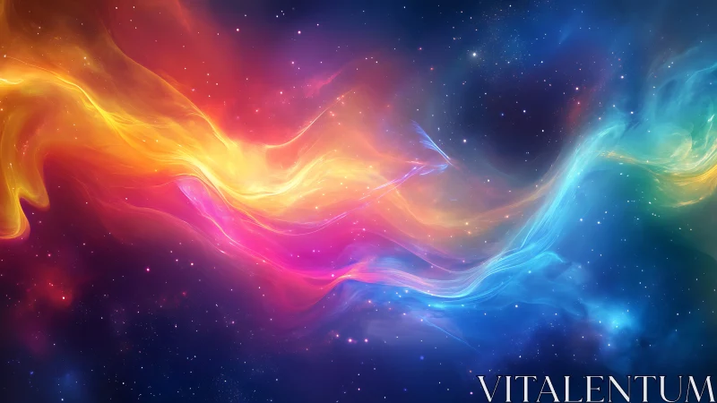 Multicolor interstellar nebula ribbon with luminous stellar field