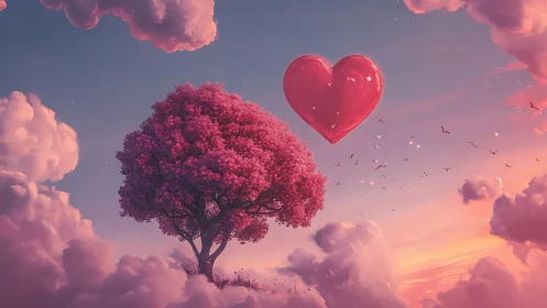 A Rose-Colored Tree Holds Love Among the Clouds
