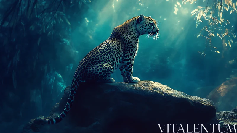 Spotted Sentinel Perches Against Ethereal Turquoise Splendor