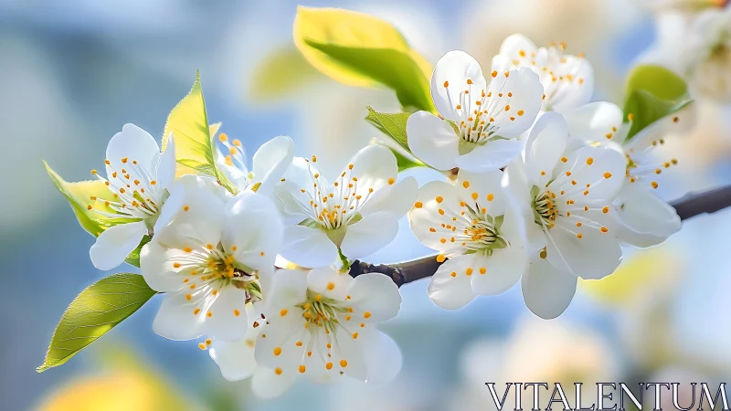 Spring Blossoms Unfold with Golden Stamens in Sunlight