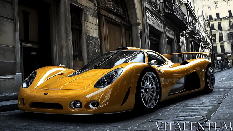 Golden street missile idles low between stone canyons.