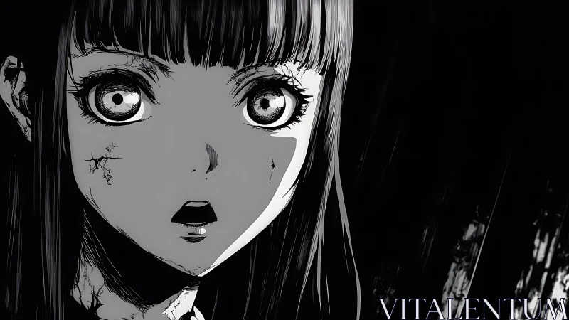 Staring silence fractures the monochrome nightmare girl