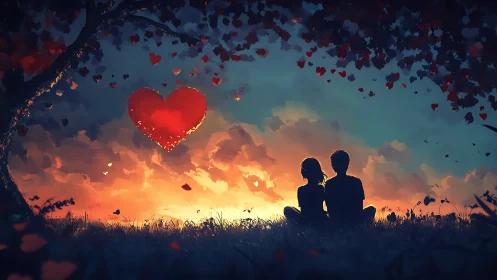 Two Hearts Watch Love Bloom at Sunset.