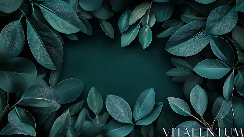 Emerald foliage frame with dark negative space center.