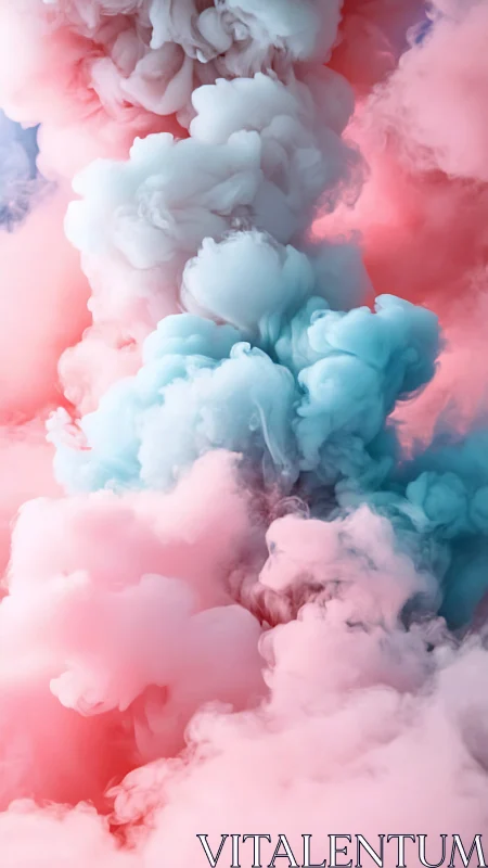 Billowing pastel clouds swirl in soft pink and blue harmony