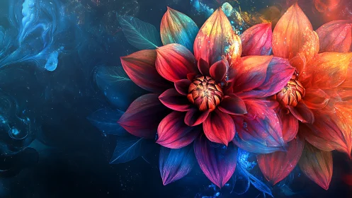 Luminous Dahlias Dance Where Cosmos Collides With Fire