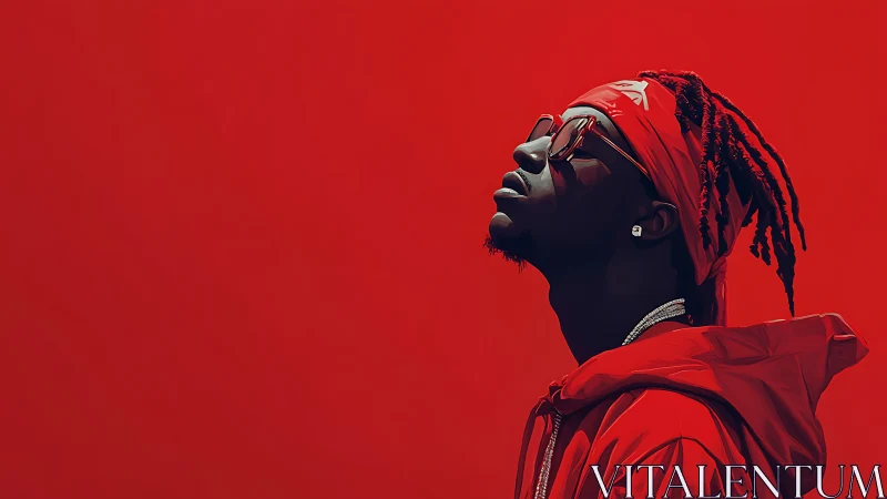 Bold red portrait celebrates confident modern street style