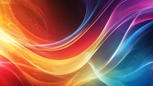 Vibrant multicolor abstract light waves on dark background.