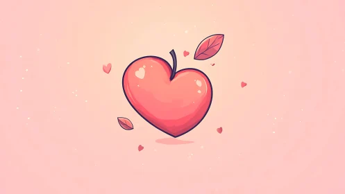 Heart-Shaped Apple Surrounded by Love Symbols.