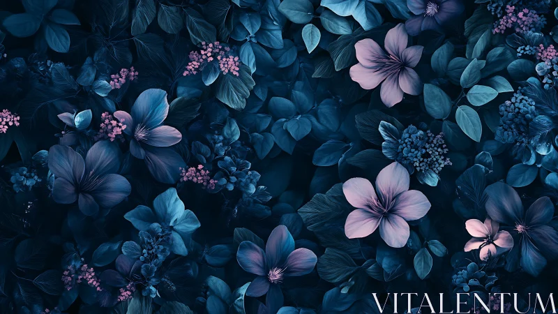 Botanical Garden at Night: Moody Blue Florals.