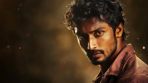 Side-lit male portrait uses warm rim light and shallow depth