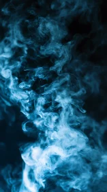 Blue swirling smoke drifts upward in an ethereal haze.