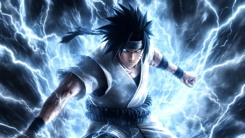 Stormborn warrior channels crackling blue battle lightning.