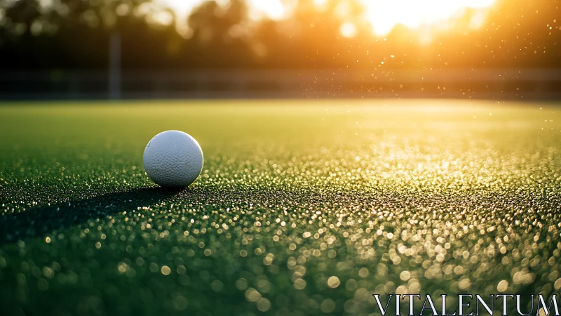 Golden evening light gently rests on a quiet field ball