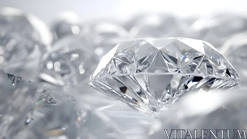 Brilliant cut diamond close-up in bright, elegant studio style.