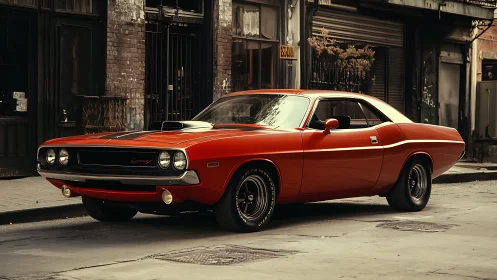 Streetwise muscle car lounges in warm cinematic light