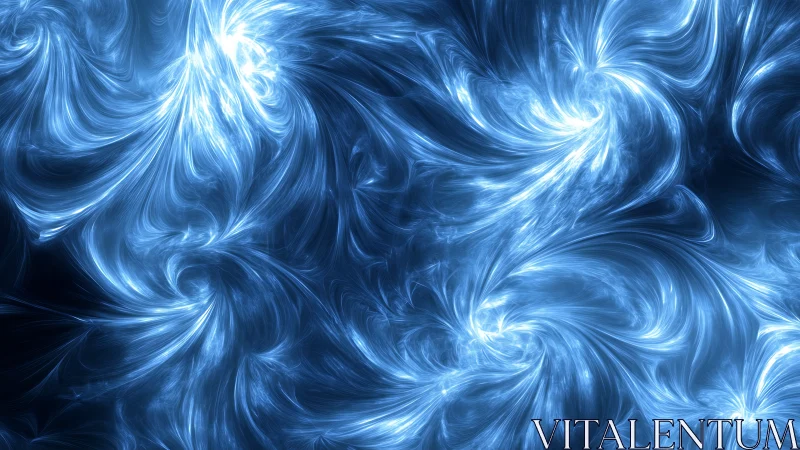 Swirling blue energy currents dance in a softly glowing void