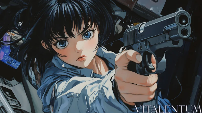 Fierce blue-eyed heroine holding her ground with quiet fire.