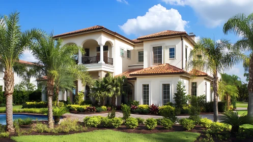 Sunlit palmside villa basking in quiet suburban luxury.