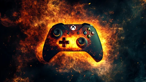 Xbox Controller Rendered Against Intense Pyrotechnic Particle Effect