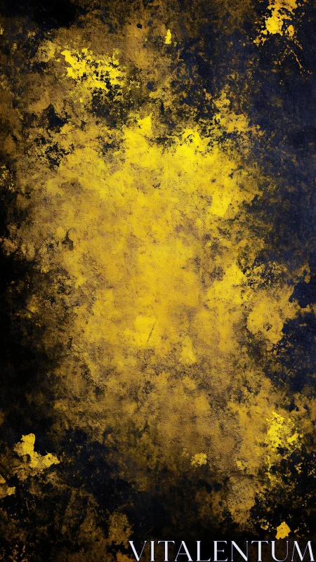 Yellow pigment dispersion on dark textured surface background.