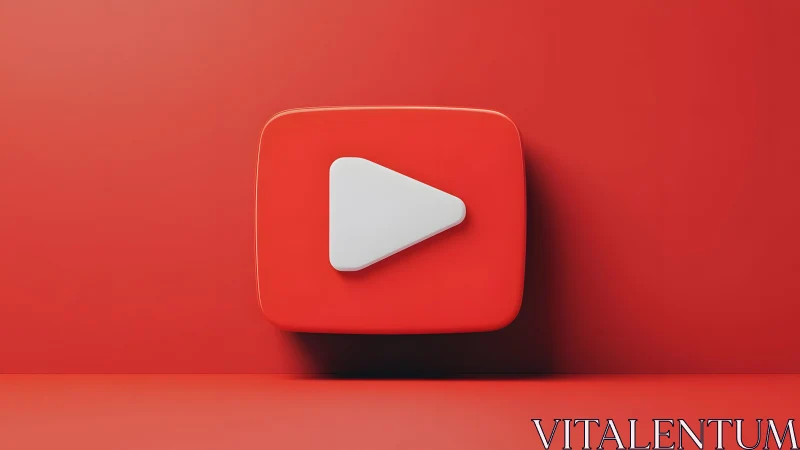 3D YouTube Play Button Icon on Vibrant Red Background.