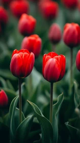 Radiant Red Tulips in Full Spring Bloom
