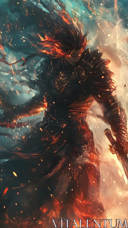 Blazing Void Knight Strides Through Emberstorm Horizons.