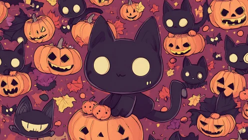 Black Cats and Jack-O'-Lanterns Halloween Celebration