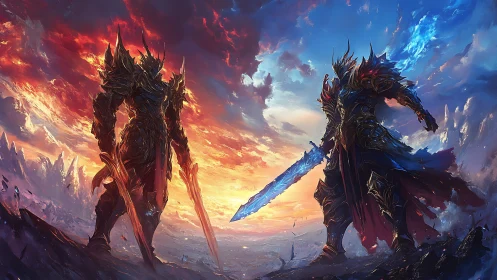 Bladebound titans at war between burning dusk and frost dawn.