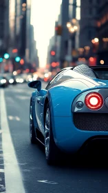 City asphalt becomes a runway for this blue hypercar