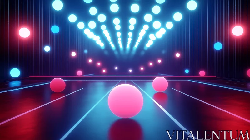 Neon orbs sprint through a laser-lit digital nightscape.