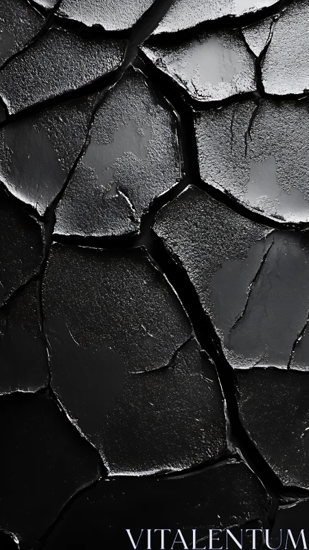 Cracked black texture with glossy fractured surface detail.