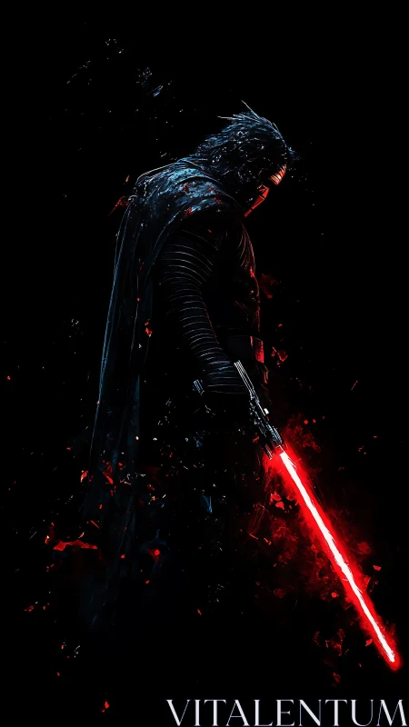 Brooding space warrior crowned in ember-red plasma glow.