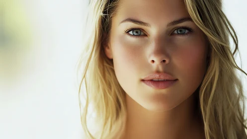 Portrait study of blonde woman with soft natural light.