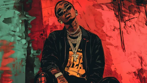 Bold hip hop portrait radiates attitude in neon urban glow