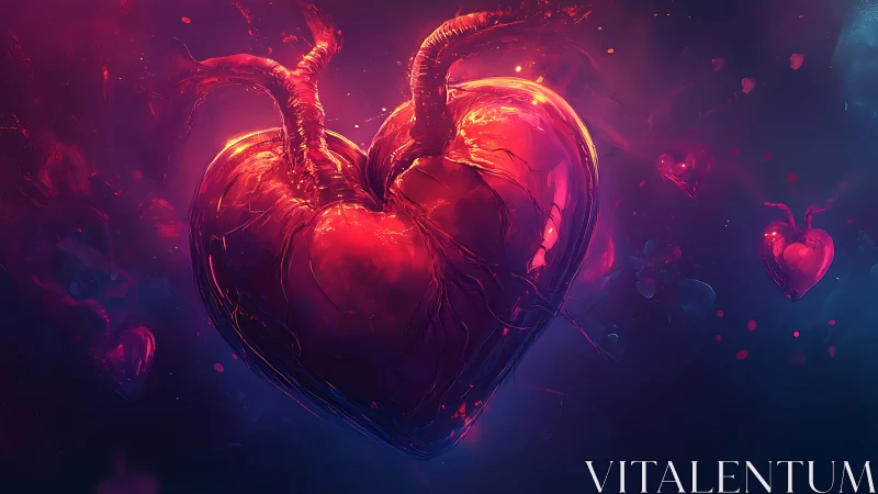 Bioluminescent Cardiac Anatomy with Procedural Neural Vascular Pathways.