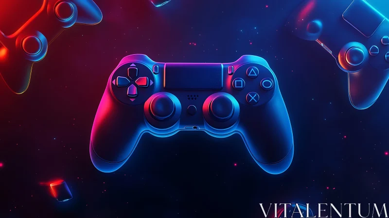 Neon-Rendered Gaming Controller Composition in Vibrant RGB Lighting.