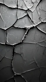 Cracked dark surface forms abstract fractured texture pattern.